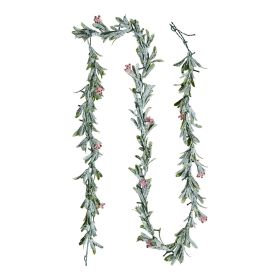 VEVOR Christmas Garland, 9-FT Realistic Greenery Decorated with Vines, Olive Leaves, and Berries