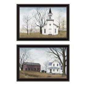 Trendy Decor 4U 2- Piece Vignette Amazing Grace Sunday Service Black Framed Wall Art for Living Room