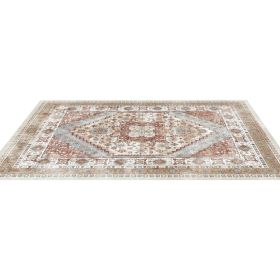 VEVOR Area Rug, 9 x 12 ft Large Washable Rug, Non-Slip and Tear-Resistant Soft Carpet, Pet & Child Friendly Vintage Area Rugs, Indoor Mat for Bed